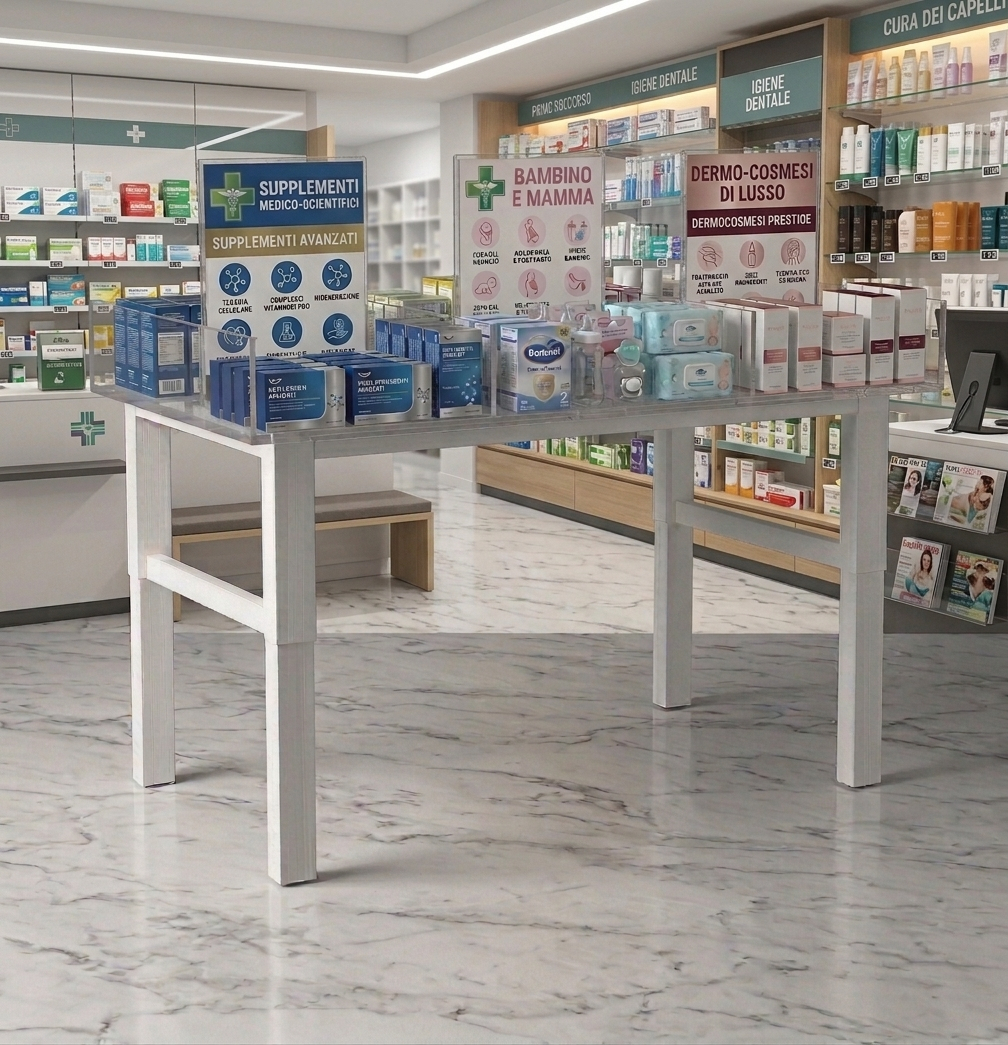 espositore per farmacia in plexiglass